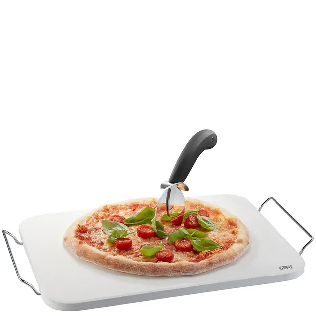 Zestaw nóż do pizzy + kamień ze stojakiem prostokątnym GEFU DARIOSO G-89534