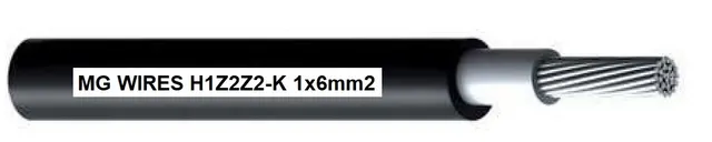 Przewód fotowoltaiczny // MG Wires // 1x6mm2 0 6/1kV czarny H1Z2Z2-K-6mm2 BK szpula 500m
