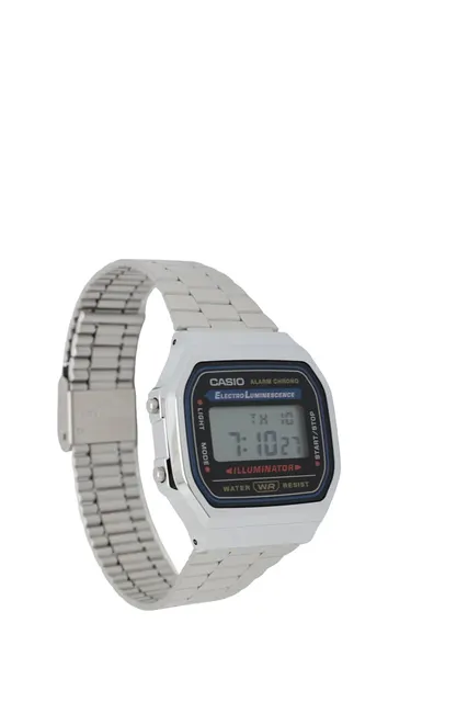 Zegarek unisex cyfrowy Casio A168WA z bransoletą ze stali nierdzewnej srebrny