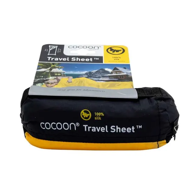 Lekki śpiwór podróżny Cocoon prostokąt 220 x 90 cm 100% JEDWAB zachód słońca