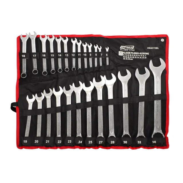 AWTOOLS KLUCZ PŁASKO-OCZKOWY KPL. 25szt. /6mm-36mm BLACK LINE
