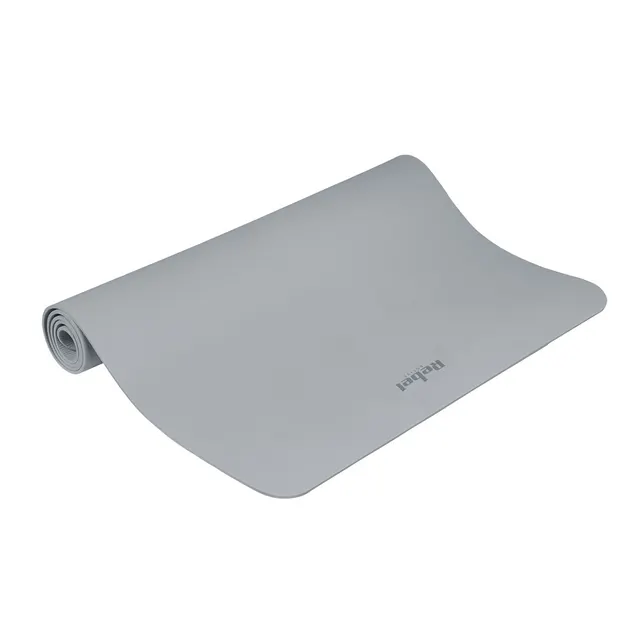 Mata gimnastyczna do ćwiczeń joga pilates fitness 200x115cm grubość 1cm materiał TPE szara REBEL ACTIVE