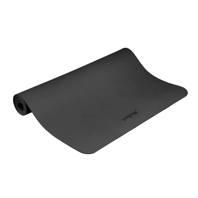 Mata gimnastyczna do ćwiczeń joga pilates fitness 200x115cm grubość 1cm materiał TPE czarna REBEL ACTIVE
