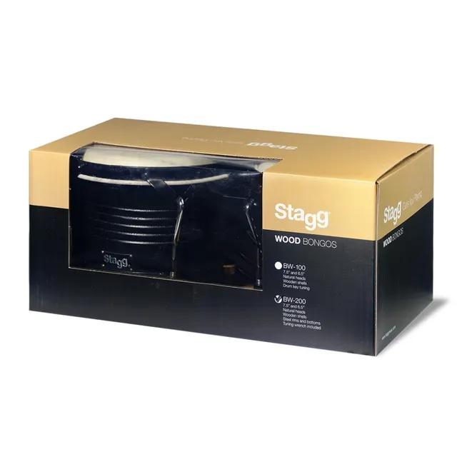 Stagg BW-200-BK - drewniane bongosy 6 5” i 7 5” czarny kolor