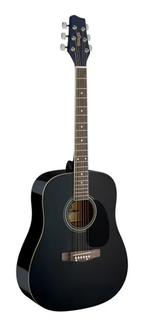 Stagg SA20D BLK - czarna gitara akustyczna dreadnought korpus z lipy