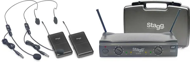 Stagg SUW 50 HH EG EU - system bezprzewodowy UHF 2 mikrofony nagłowne
