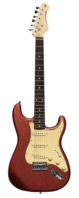 Stagg SES-30 CAR - gitara elektryczna SSS paulownia 21 progów czerwona