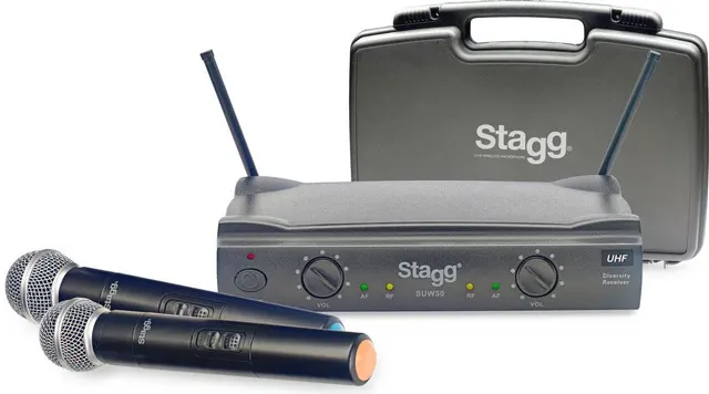 Stagg SUW 50 MM EG EU - system bezprzewodowy UHF 2 mikrofony ręczne