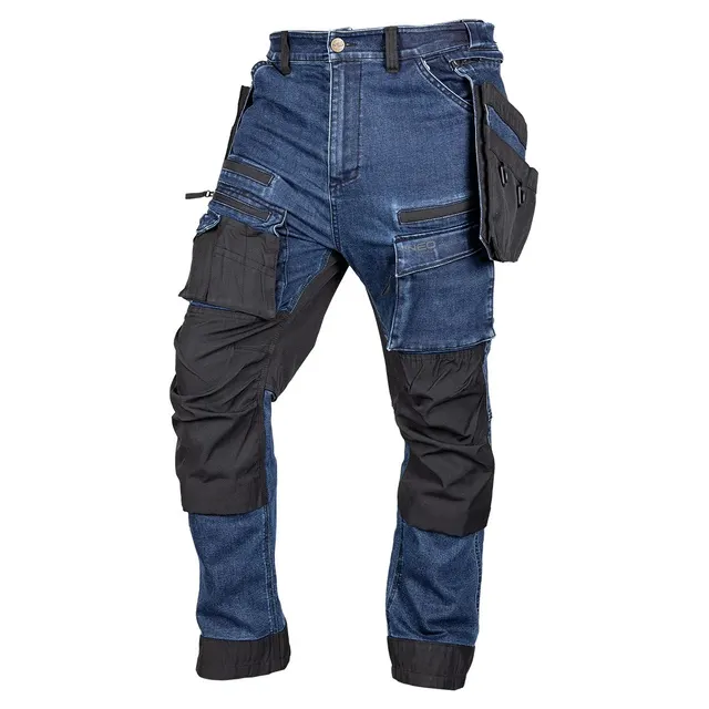 Spodnie robocze DENIM wzmocnienia Cordura odpinane kieszenie kaburowe granatowe rozmiar XXXL