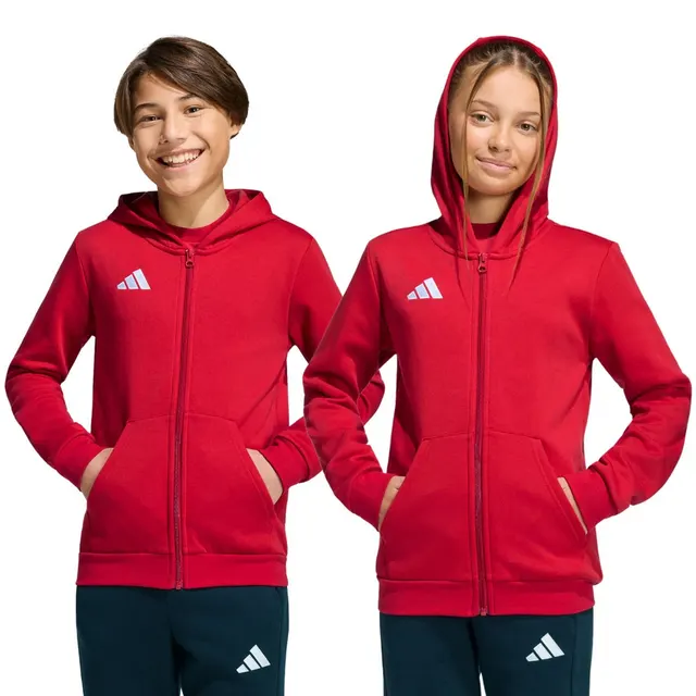 Bluza dla dzieci adidas Entrada 26 Full Zip Hoodie czerwona KH1781 140cm