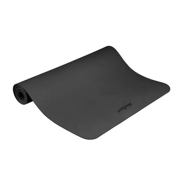 Mata gimnastyczna do ćwiczeń joga pilates fitness 200x90cm grubość 1cm materiał TPE czarna REBEL ACTIVE