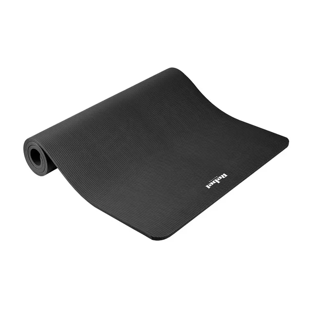 Mata gimnastyczna do ćwiczeń joga pilates fitness 190x100cm grubość 1 5cm materiał NBR czarna REBEL ACTIVE