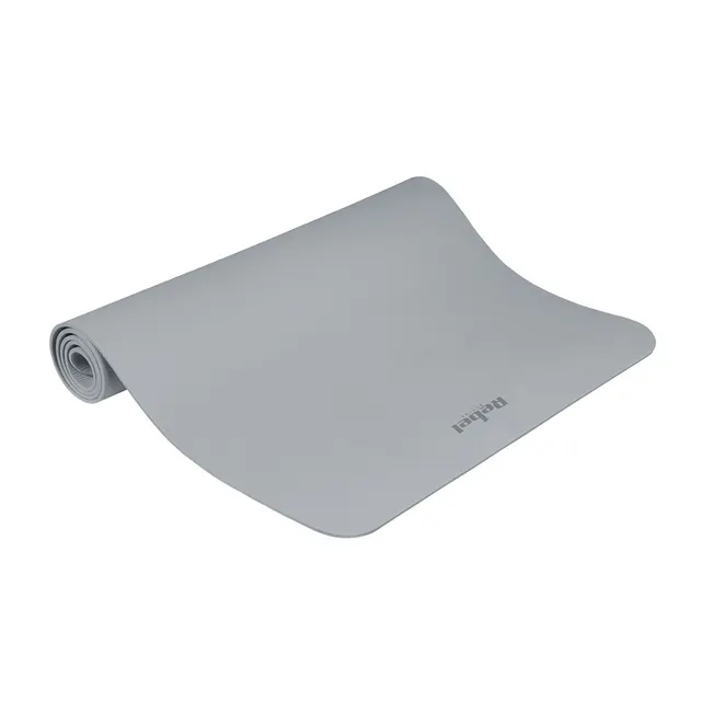 Mata gimnastyczna do ćwiczeń joga pilates fitness 200x90cm grubość 1cm materiał TPE szara REBEL ACTIVE