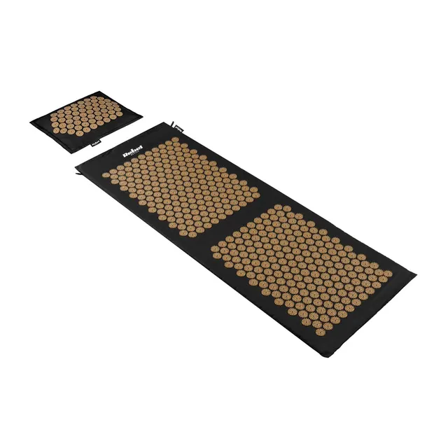 Mata zdrowotna ECO z kolcami do akupresury z poduszką 130x50cm XXL złote kolce Rebel Active