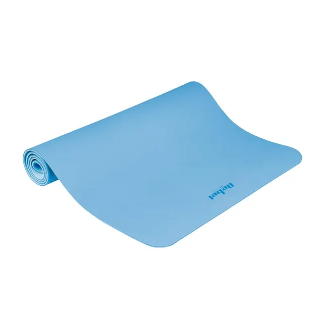 Mata gimnastyczna do ćwiczeń joga pilates fitness 200x90cm grubość 1cm materiał TPE niebieska REBEL ACTIVE