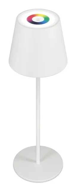 RealPower LED-RGB Tischlampe dimmbar mit Akku weiss