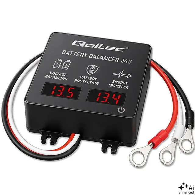 Qoltec Balanser napięcia 24V do akumulatorów 2 x 12V, 5A, AGM GEL LiFePO4, LED