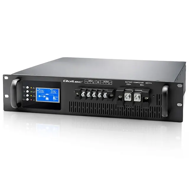 Qoltec Zasilacz awaryjny UPS Pure Sine Wave do RACK, 3kVA, 3000W, PF 1.0, LCD, EPO, USB, On-line, Kompatybilność z LiFePO4 AGM GEL