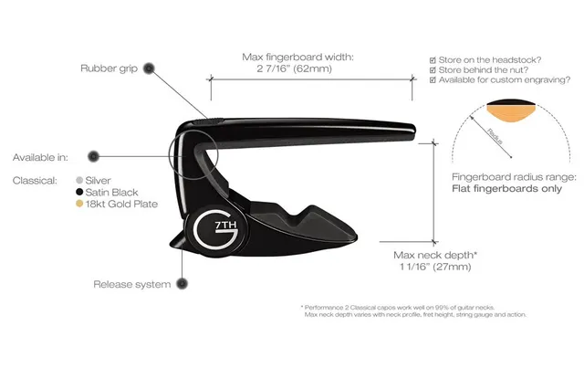 G7th Performance 2 Classical Satin Black - kapodaster do gitary klasycznej i flamenco