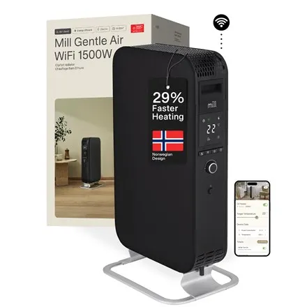 Mill, Heater, OIL1500WIFI3 Gentle Air, Oil Filled Radiator, 1500 W, Suitable for rooms up to 22 m2, Black