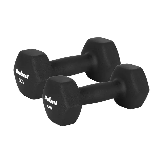Hantelki żeliwne neoprenowe HEX 2x6kg REBEL ACTIVE
