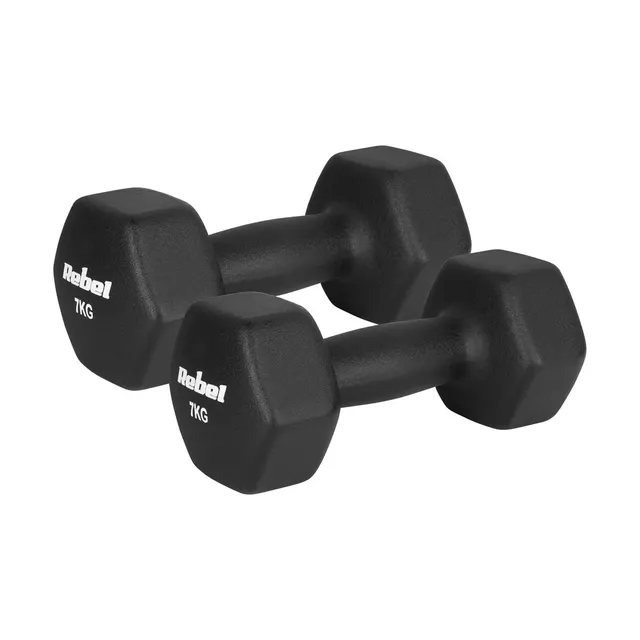 Hantelki żeliwne neoprenowe HEX 2x7kg REBEL ACTIVE