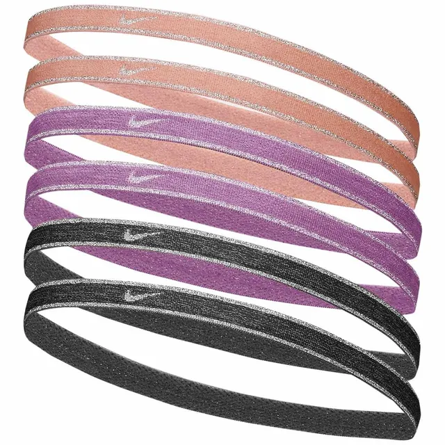 Opaski na włosy Nike Swoosh Sport metalic 6 szt. brzoskwiniowe różowe szare N1002008646OS