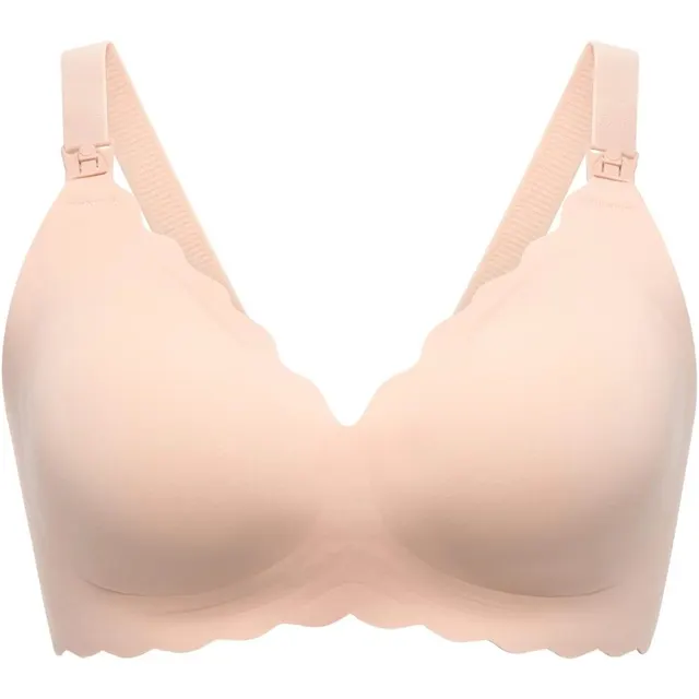 Momcozy YN46 (XL), Jelly Strip – Bezszwowy Kwiatowy Biustonosz do Karmienia Push-up, Beżowy Floral