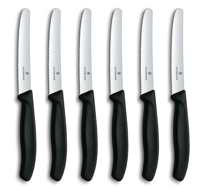 Victorinox Knife Set with serrated edge 6pcs 11cm black Schwarz 6 7833 6 Victorinox7833 Victorinox 7833 (6.7833.6)