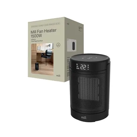 Mill FH1500BLACK, Ceramic fan heater, 1500 W, Suitable for rooms up to 22 m2, Black
