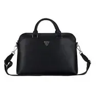 Torba na laptopa Guess z poliuretanu z ziarnistym trójkątnym Logo 13/14/15 w kolorze czarnym