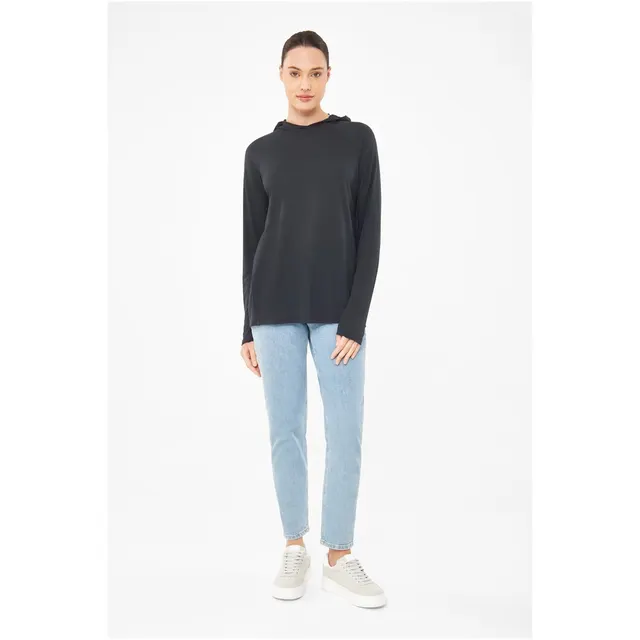 Longsleeve damski VIKING Canby Lady Bamboo z kapturem granatowy XS