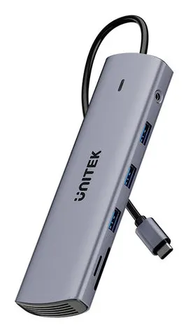 UNITEK D1113BGY01 huby i koncentratory 2 x USB 3.2 Gen 2 (3.1 Gen 2) Type-C 1000 Mbit/s Szary