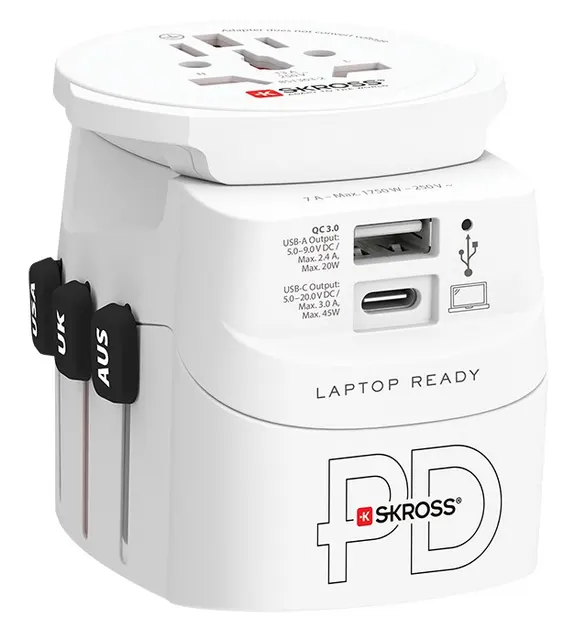 Adapter podróżny SKROSS Pro Light USB AC45PD World z USB-C biały