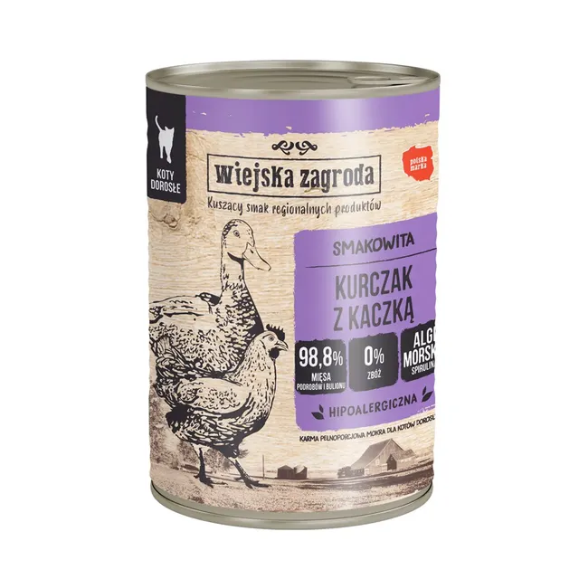 Wiejska Zagroda Karma mokra dla kota Kurczak z kaczką 400g