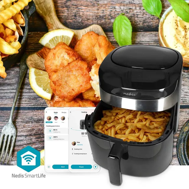 Nedis KAAF180BKW frytkownica Pojedyńczy 7 2 l Autonomiczny 1800 W Frytkownica na gorące powietrze Czarny