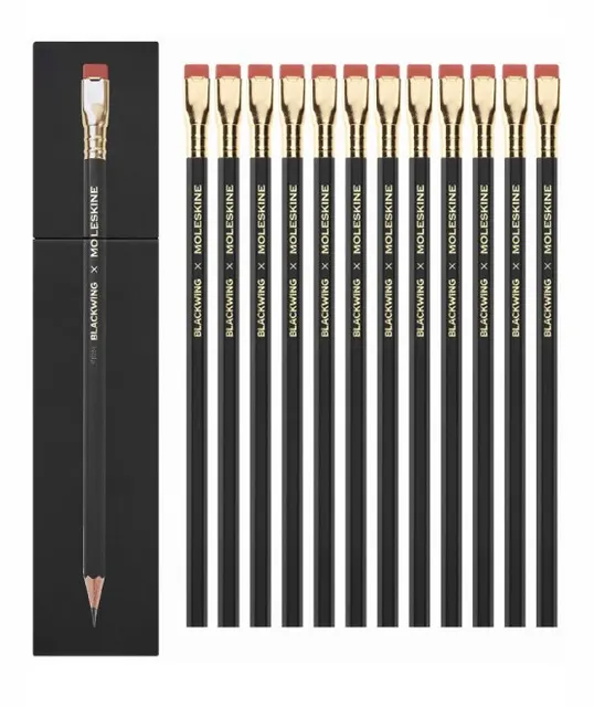 MOLESKINE Zestaw 12 kultowych ołówków Blackwing Firm twardy japoński grafit i cedrowa oprawa w praktycznym pudełku-przyborniku.