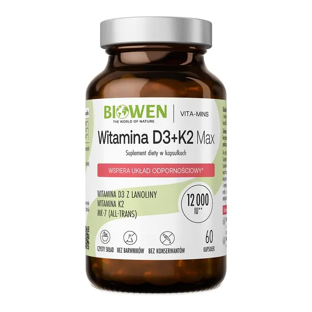 BIOWEN Witaminy D3+K2MK7 w kapsułkach - 90kaps.
