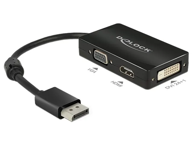 DeLOCK 0.16m DisplayPort/VGA+HDMI+DVI 0 16 m VGA (D-Sub)+ HDMI + DVI Czarny