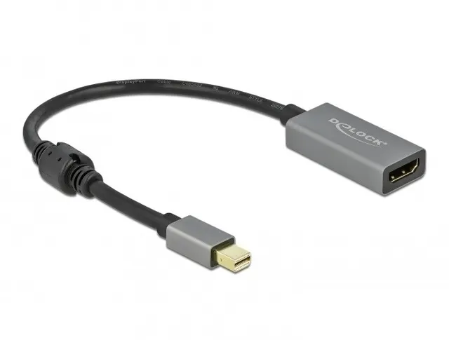 DeLOCK 66570 adapter kablowy 0 2 m Mini DisplayPort HDMI Typu A (Standard) Czarny Szary