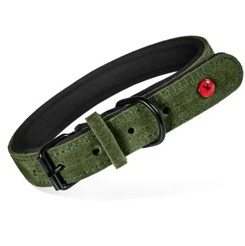 ZOLUX Obroża d/psa skórz.komfort 35cm/14mm zielony