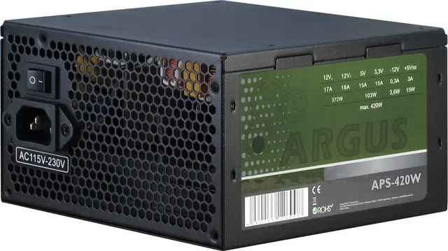 Zasilacz Inter-Tech Argus APS - 420 W - 115 - 230 V - 47 - 63 Hz - +12V1 +12V2 +3 3V +5V +5Vsb -12V - Aktywny - 103 W