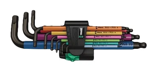 Zestaw kluczy imbusowych w kształcie litery L Wera 950 Spkl9 Hex-plus Hex Key Set Metryczny/imperialny 9 szt.