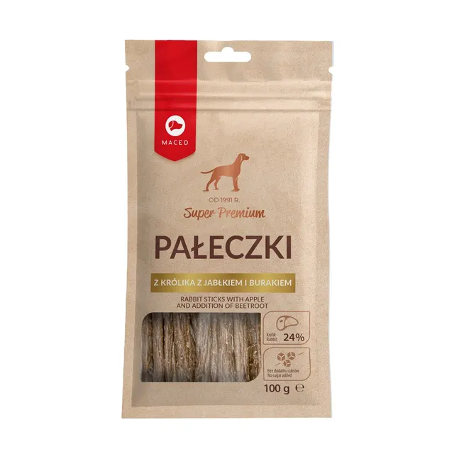MACED Pałeczki z Królika Jabłkiem i Burakiem - przysmak dla psa - 100 g