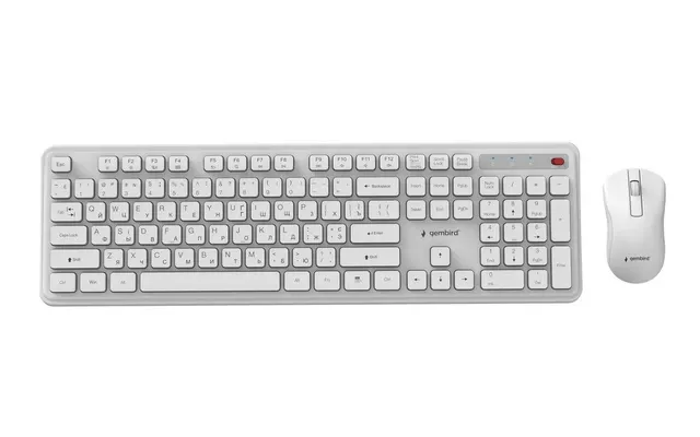 GEMBIRD BEZPRZEWODOWY ZESTAW KLAWIATURY + MYSZ SLIM PRO BUSINESS NA BIURKO BIAŁY UKŁAD RU