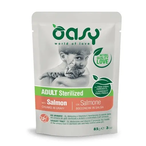 Oasy Chunks in gravy Adult Sterilized Salmon 85gr