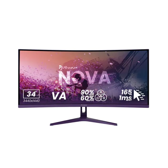 Arozzi Nova 34” Curved monitor komputerowy 86 4 cm (34 ) 3440 x 1440 px 4K Ultra HD LED Fioletowy