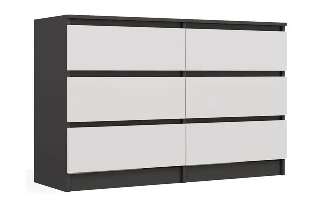 M6 MALWA KOMODA 120CM 6 SZUFLAD ANT/BIEL KOMPLET