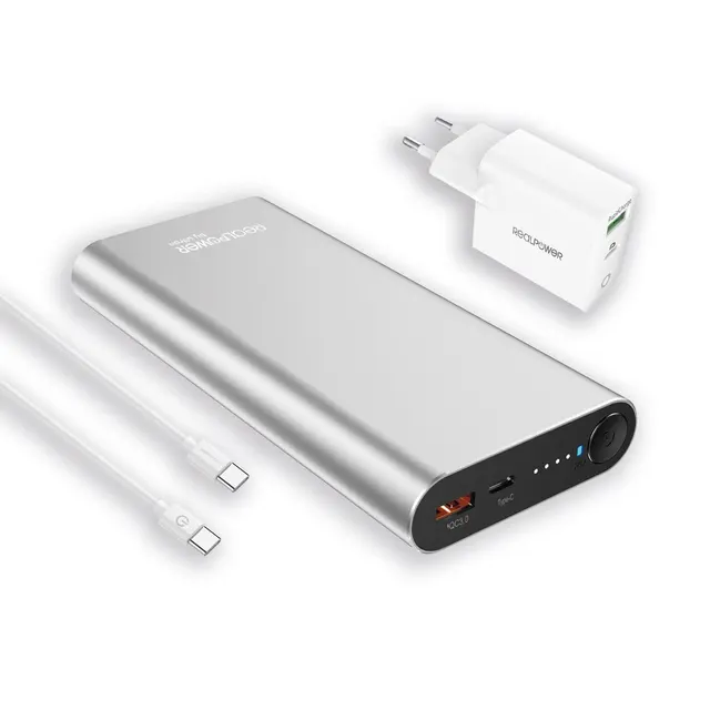 Powerbank RealPower PB-20000PD Litowo-jonowy (Li-Ion) 20000 mAh Aluminium
