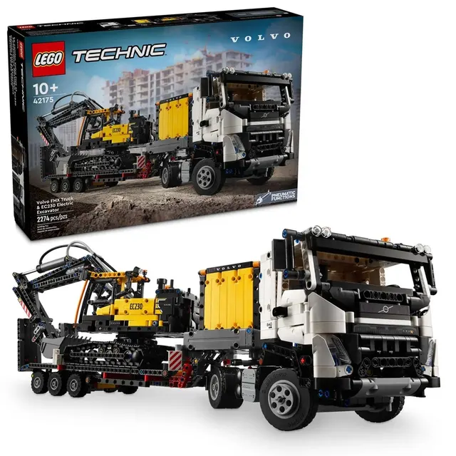 LEGO Technic 42175 - Ciężarówka Volvo FMX i koparka EC230 Electric